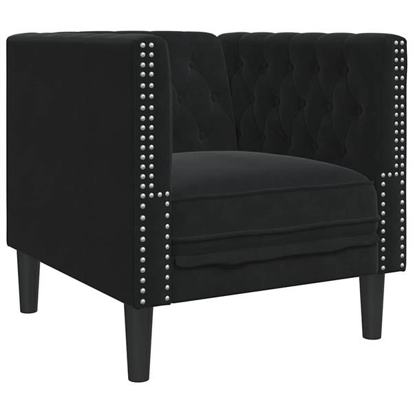 Grote foto vidaxl chesterfield bank stoel zwart 71 x 74.5 x 70.5 cm fluweel huis en inrichting bankstellen