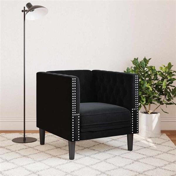Grote foto vidaxl chesterfield bank stoel zwart 71 x 74.5 x 70.5 cm fluweel huis en inrichting bankstellen