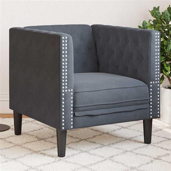 Grote foto vidaxl chesterfield bank stoel donkergrijs 71 x 74.5 x 70.5 cm fluweel huis en inrichting bankstellen