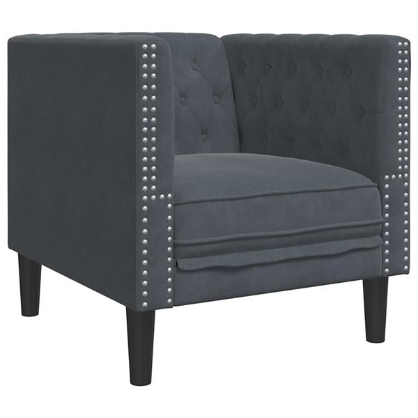 Grote foto vidaxl chesterfield bank stoel donkergrijs 71 x 74.5 x 70.5 cm fluweel huis en inrichting bankstellen