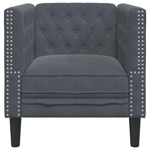 Grote foto vidaxl chesterfield bank stoel donkergrijs 71 x 74.5 x 70.5 cm fluweel huis en inrichting bankstellen