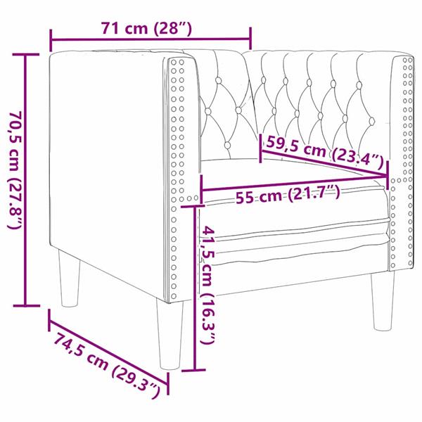 Grote foto vidaxl chesterfield bank stoel donkergrijs 71 x 74.5 x 70.5 cm fluweel huis en inrichting bankstellen