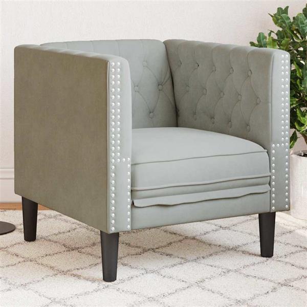 Grote foto vidaxl chesterfield bank stoel lichtgrijs 71 x 74.5 x 70.5 cm fluweel huis en inrichting bankstellen