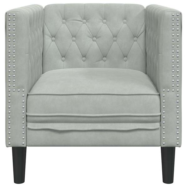 Grote foto vidaxl chesterfield bank stoel lichtgrijs 71 x 74.5 x 70.5 cm fluweel huis en inrichting bankstellen