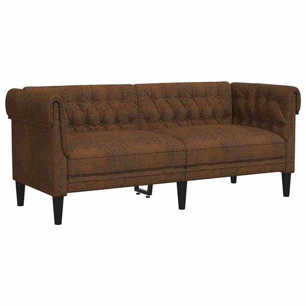 Grote foto vidaxl chesterfieldbank bruin 182.5 x 74.5 x 74.5 cm faux suede leer huis en inrichting bankstellen