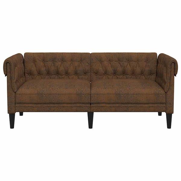 Grote foto vidaxl chesterfieldbank bruin 182.5 x 74.5 x 74.5 cm faux suede leer huis en inrichting bankstellen