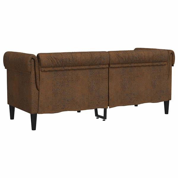 Grote foto vidaxl chesterfieldbank bruin 182.5 x 74.5 x 74.5 cm faux suede leer huis en inrichting bankstellen