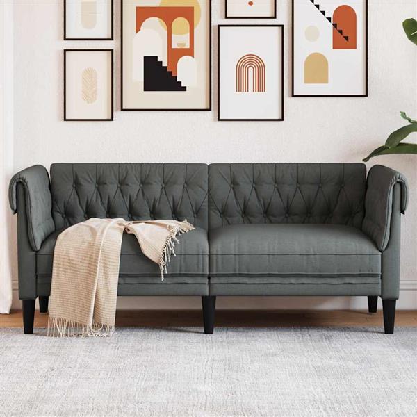 Grote foto vidaxl chesterfieldbank anders donkergrijs 182.5 x 74.5 x 74.5 cm stof huis en inrichting bankstellen