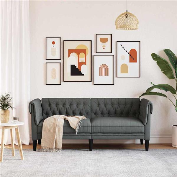 Grote foto vidaxl chesterfieldbank anders donkergrijs 182.5 x 74.5 x 74.5 cm stof huis en inrichting bankstellen