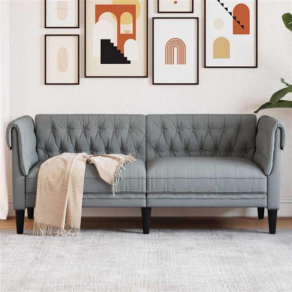 Grote foto vidaxl chesterfieldbank anders lichtgrijs 182.5 x 74.5 x 74.5 cm stof huis en inrichting bankstellen