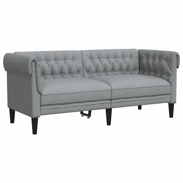 Grote foto vidaxl chesterfieldbank anders lichtgrijs 182.5 x 74.5 x 74.5 cm stof huis en inrichting bankstellen