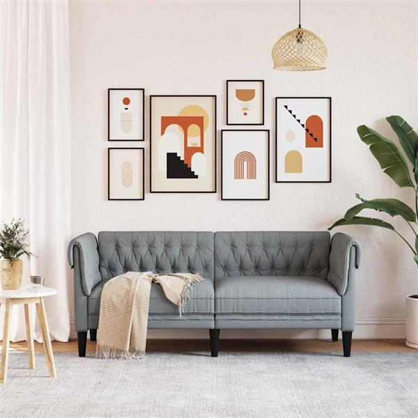Grote foto vidaxl chesterfieldbank anders lichtgrijs 182.5 x 74.5 x 74.5 cm stof huis en inrichting bankstellen