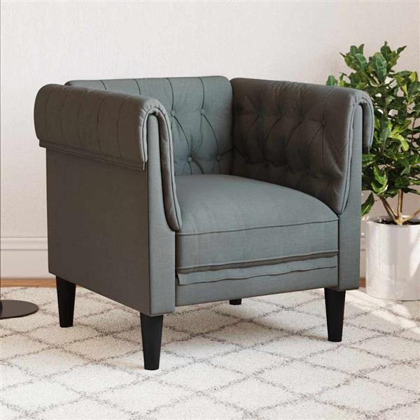 Grote foto vidaxl chesterfield bank stoel donkergrijs 78.5 x 74.5 x 74.5 cm stof huis en inrichting bankstellen