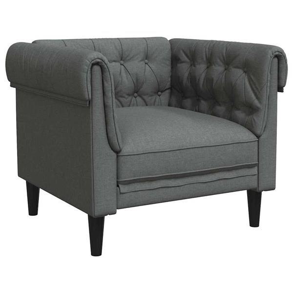 Grote foto vidaxl chesterfield bank stoel donkergrijs 78.5 x 74.5 x 74.5 cm stof huis en inrichting bankstellen