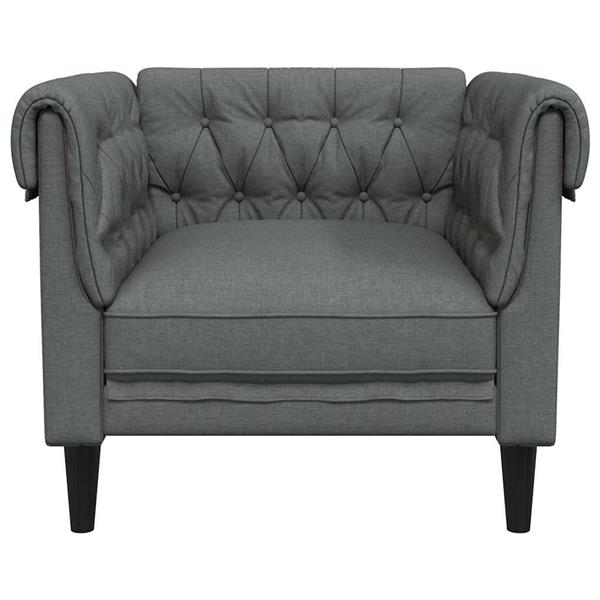Grote foto vidaxl chesterfield bank stoel donkergrijs 78.5 x 74.5 x 74.5 cm stof huis en inrichting bankstellen