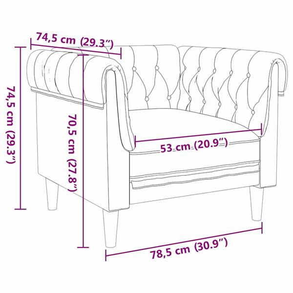 Grote foto vidaxl chesterfield bank stoel donkergrijs 78.5 x 74.5 x 74.5 cm stof huis en inrichting bankstellen