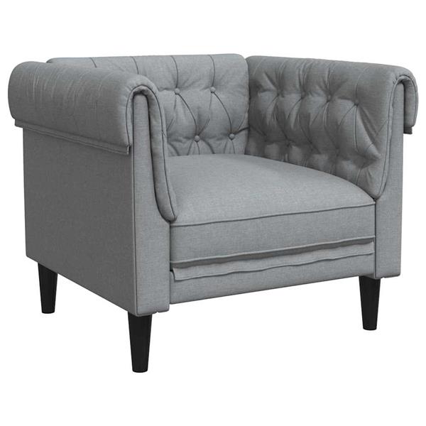 Grote foto vidaxl chesterfield bank stoel lichtgrijs 78.5 x 74.5 x 74.5 cm stof huis en inrichting bankstellen