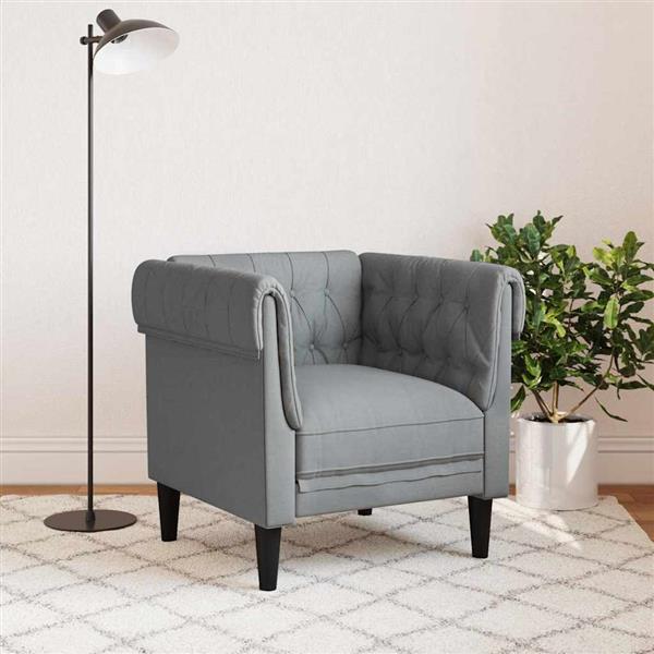 Grote foto vidaxl chesterfield bank stoel lichtgrijs 78.5 x 74.5 x 74.5 cm stof huis en inrichting bankstellen