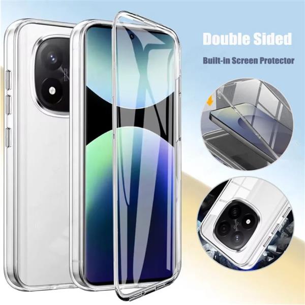 Grote foto 360 hoesje voor xiaomi poco f7 transparant tpu full body silicone case pet screenprotector telecommunicatie mobieltjes