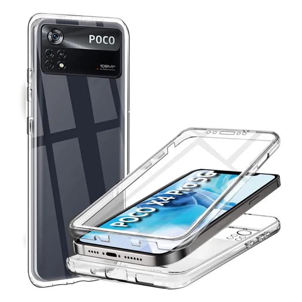 Grote foto 360 hoesje voor xiaomi poco x4 pro transparant tpu full body silicone case pet screenprotector telecommunicatie mobieltjes