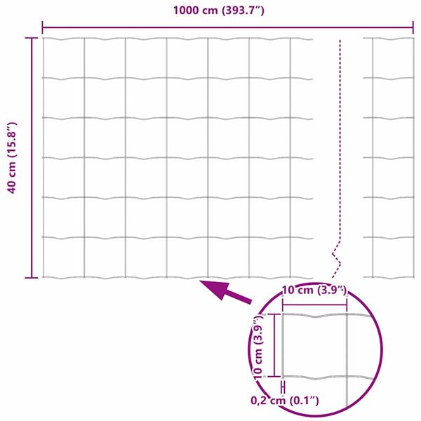 Grote foto vidaxl euro hek grijs 0.4 x 10 m pvc gecoat ijzer tuin en terras hekken en schuttingen