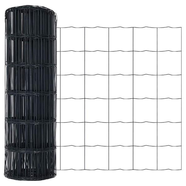 Grote foto vidaxl euro hek grijs 0.4 x 10 m pvc gecoat ijzer tuin en terras hekken en schuttingen