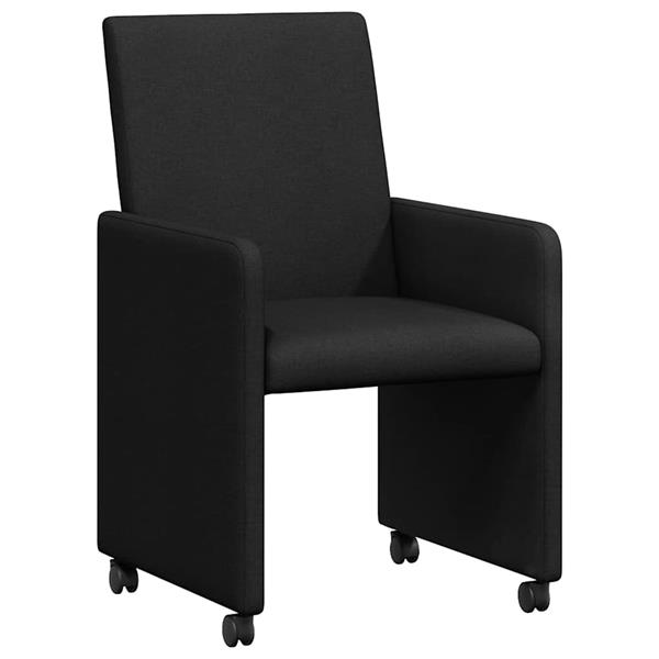 Grote foto vidaxl eetstoelen met wiel 2 pcs zwart 57 x 66 x 94 cm stof huis en inrichting stoelen