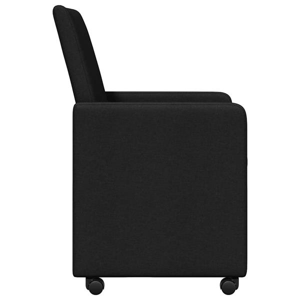 Grote foto vidaxl eetstoelen met wiel 2 pcs zwart 57 x 66 x 94 cm stof huis en inrichting stoelen