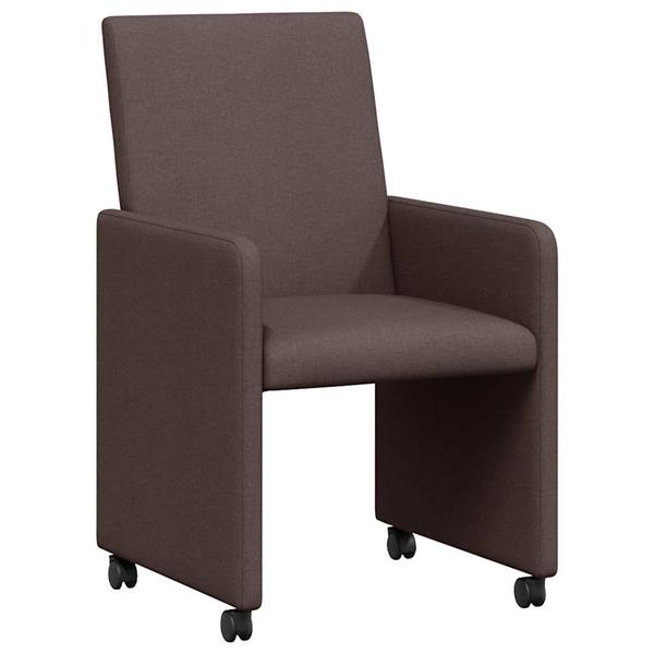 Grote foto vidaxl eetstoelen met wiel 2 pcs donkerbruin 57 x 66 x 94 cm stof huis en inrichting stoelen