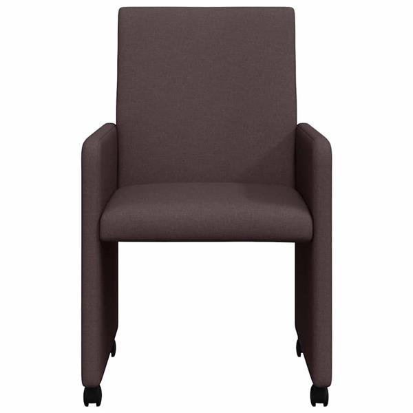 Grote foto vidaxl eetstoelen met wiel 2 pcs donkerbruin 57 x 66 x 94 cm stof huis en inrichting stoelen