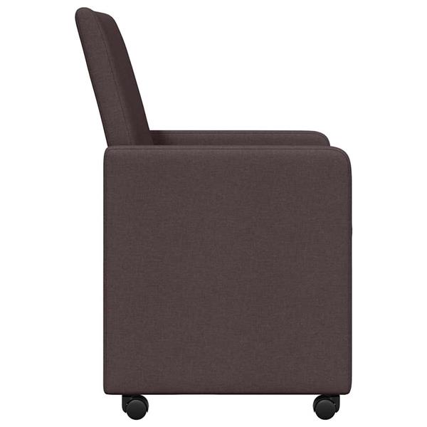 Grote foto vidaxl eetstoelen met wiel 2 pcs donkerbruin 57 x 66 x 94 cm stof huis en inrichting stoelen