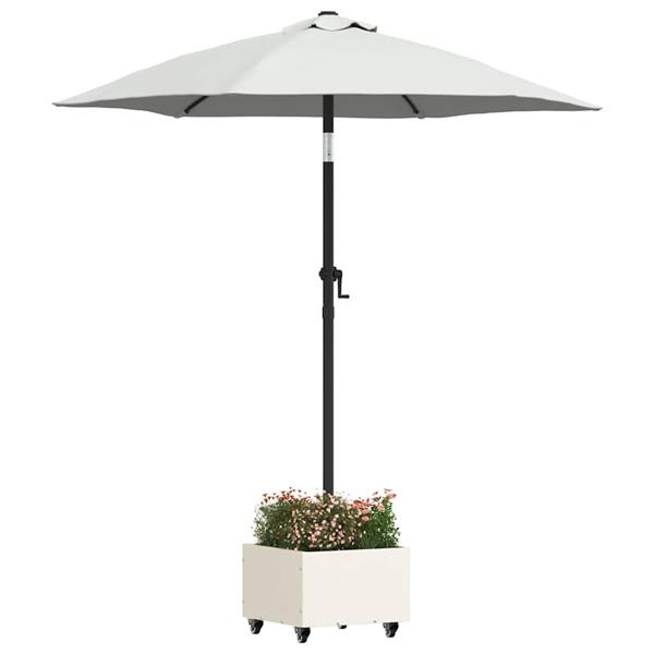 Grote foto vidaxl parasolbasis met plantenbak wit 45 x 45 x 45 cm staal tuin en terras overige tuin en terras