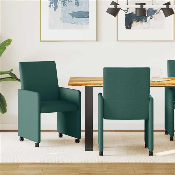 Grote foto vidaxl eetstoelen met wiel 2 pcs donkergroen 57 x 66 x 94 cm stof huis en inrichting stoelen