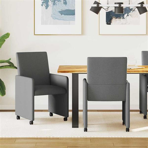 Grote foto vidaxl eetstoelen met wiel 2 pcs donkergrijs 57 x 66 x 94 cm stof huis en inrichting stoelen