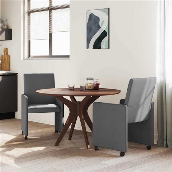 Grote foto vidaxl eetstoelen met wiel 2 pcs donkergrijs 57 x 66 x 94 cm stof huis en inrichting stoelen