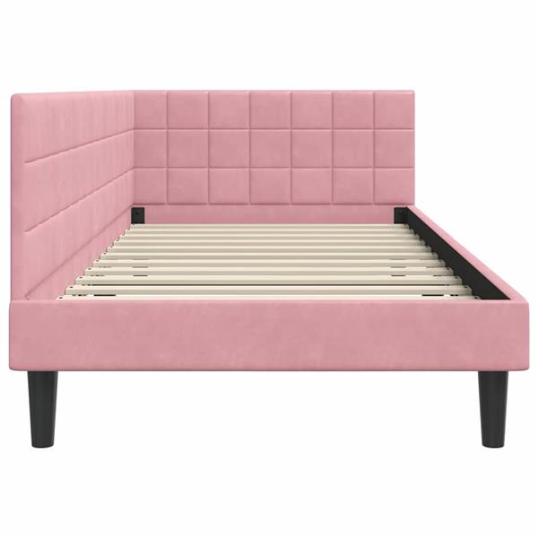 Grote foto vidaxl hoekbedframe met hoofdeinde roze 100 cm x 200 cm stof antiek en kunst stoelen en banken