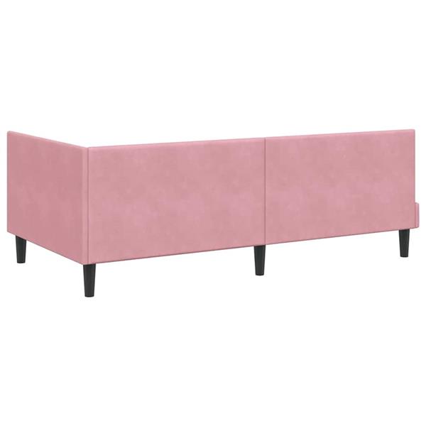 Grote foto vidaxl hoekbedframe met hoofdeinde roze 100 cm x 200 cm stof antiek en kunst stoelen en banken