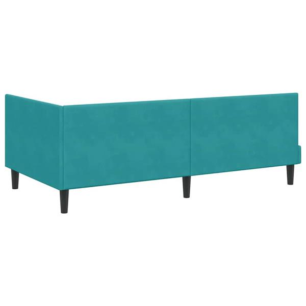 Grote foto vidaxl hoekbedframe met hoofdeinde turquoise 90 x 200 cm fluweel antiek en kunst stoelen en banken
