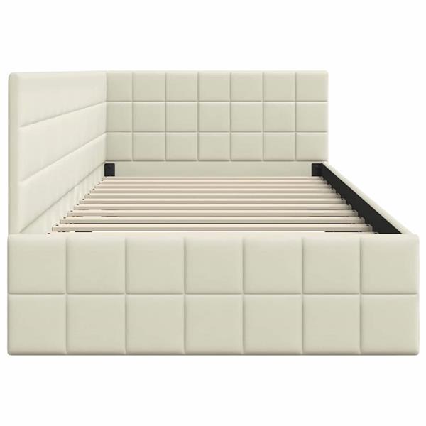 Grote foto vidaxl hoekbedframe met hoofdeinde cr me 90 x 200 cm fluweel antiek en kunst stoelen en banken