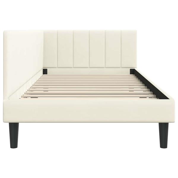 Grote foto vidaxl hoekbedframe met hoofdeinde cr me 90 x 190 cm fluweel antiek en kunst stoelen en banken