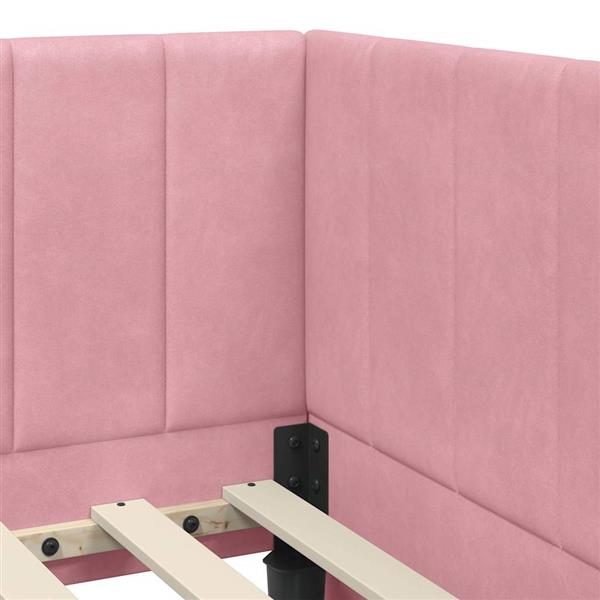 Grote foto vidaxl hoekbedframe met hoofdeinde roze 80 x 200 cm fluweel antiek en kunst stoelen en banken