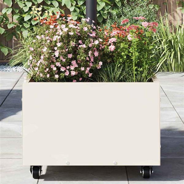 Grote foto vidaxl parasolbasis met plantenbak wit 45 x 45 x 45 cm staal tuin en terras overige tuin en terras
