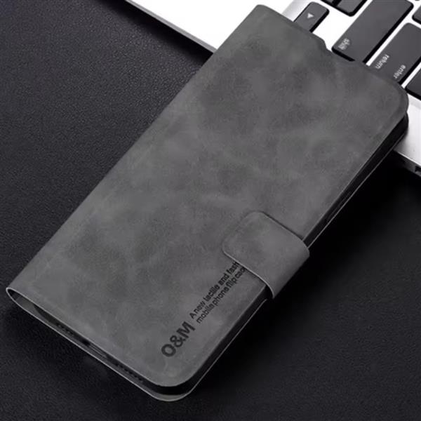 Grote foto xiaomi poco x7 flip case wallet cover portefeuille kunstleer hoesje donkergrijs telecommunicatie mobieltjes