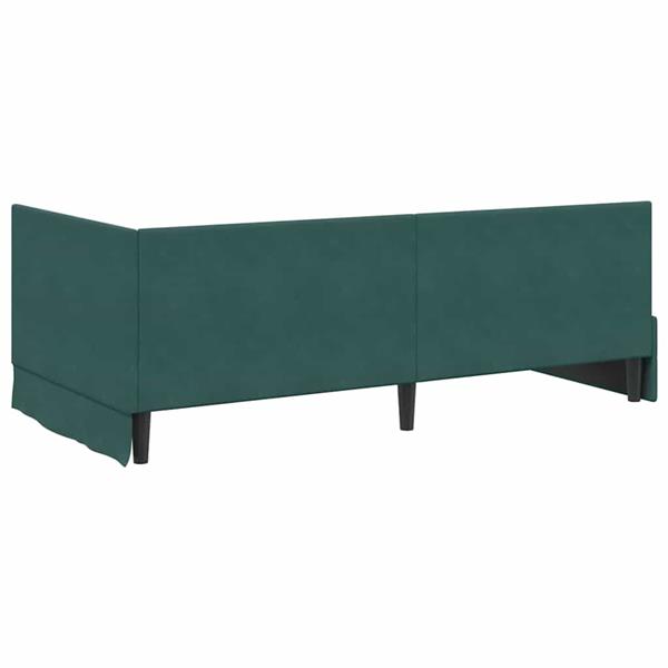 Grote foto vidaxl hoekbedframe met hoofdeinde donkergroen 90 x 190 cm fluweel antiek en kunst stoelen en banken