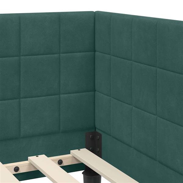 Grote foto vidaxl hoekbedframe met hoofdeinde donkergroen 90 x 190 cm fluweel antiek en kunst stoelen en banken