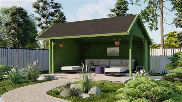 Grote foto blokhut tuinhuis th ringen 44 mm vuren tuin en terras tuinhuisjes en blokhutten
