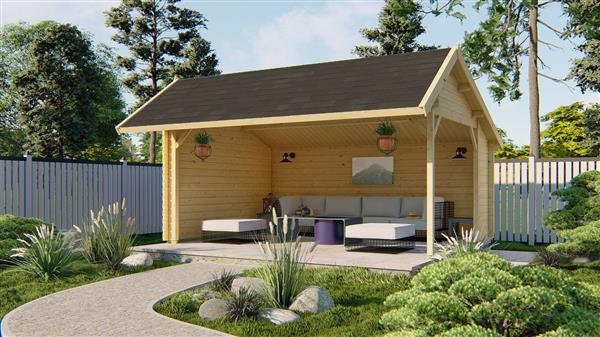 Grote foto blokhut tuinhuis th ringen 44 mm vuren tuin en terras tuinhuisjes en blokhutten
