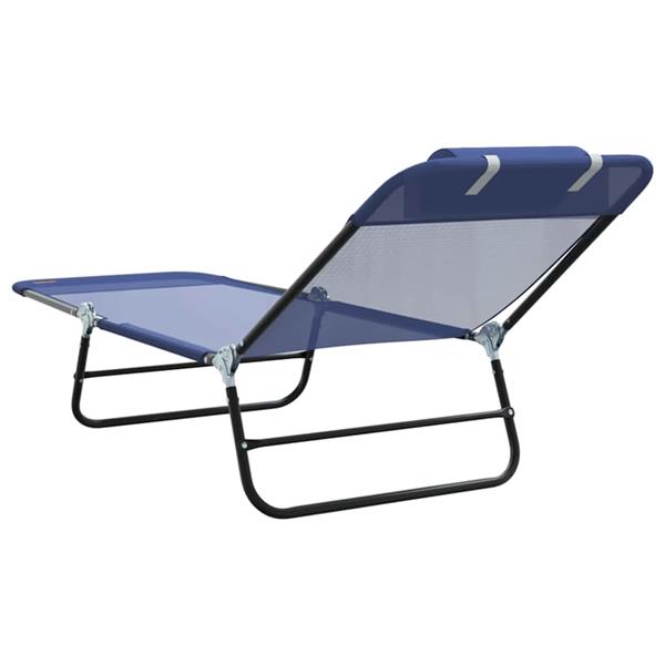 Grote foto vidaxl opvouwbare zonnebed 2 pcs marineblauw 182 x 55 x 85.5cm tuin en terras tuinmeubelen