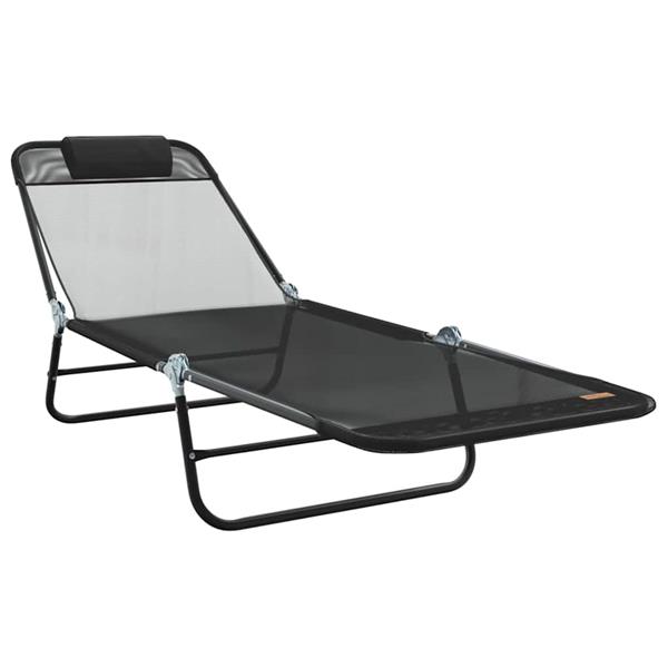 Grote foto vidaxl opvouwbare zonnebed 2 pcs zwart 182 x 55 x 85.5cm textileen tuin en terras tuinmeubelen