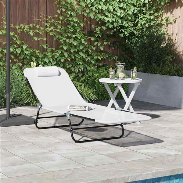 Grote foto vidaxl opvouwbare zonnebed cr me 182 x 55 x 85.5cm textileen tuin en terras tuinmeubelen